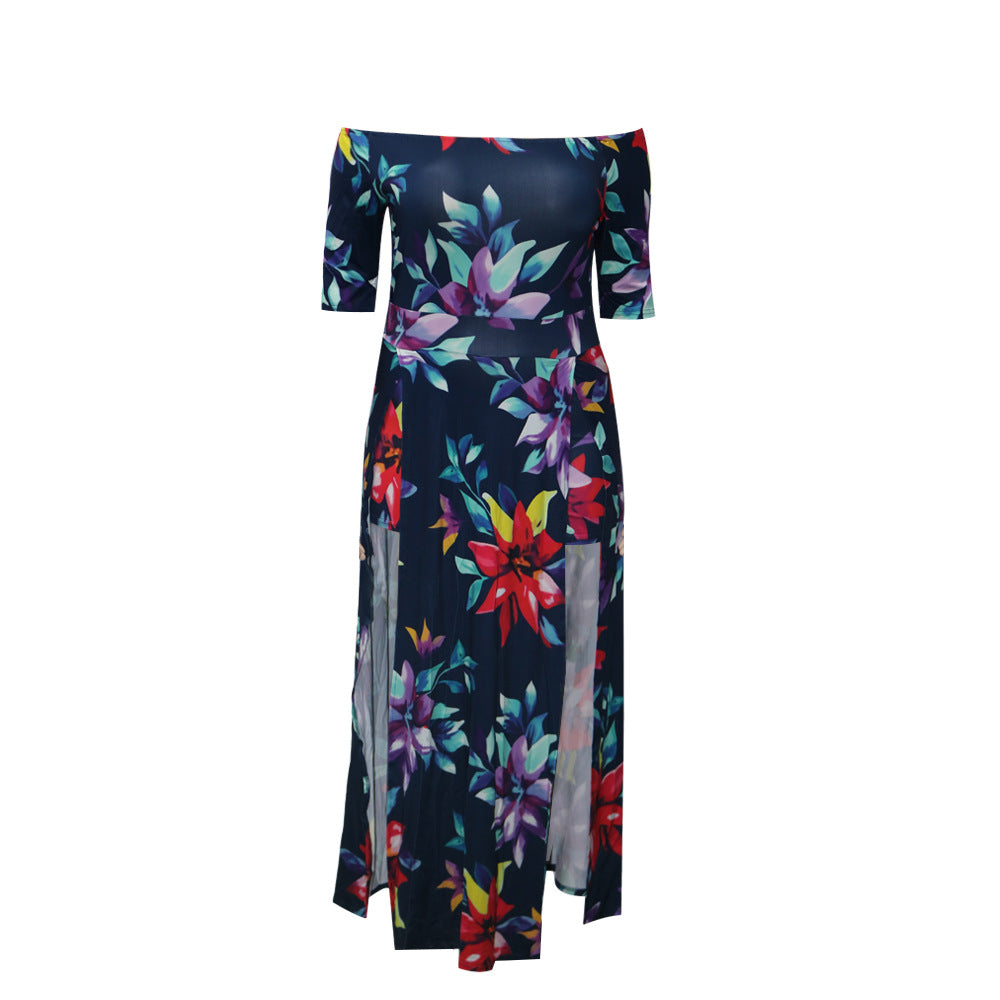 Large Size Digital Printing One-piece Split Dress