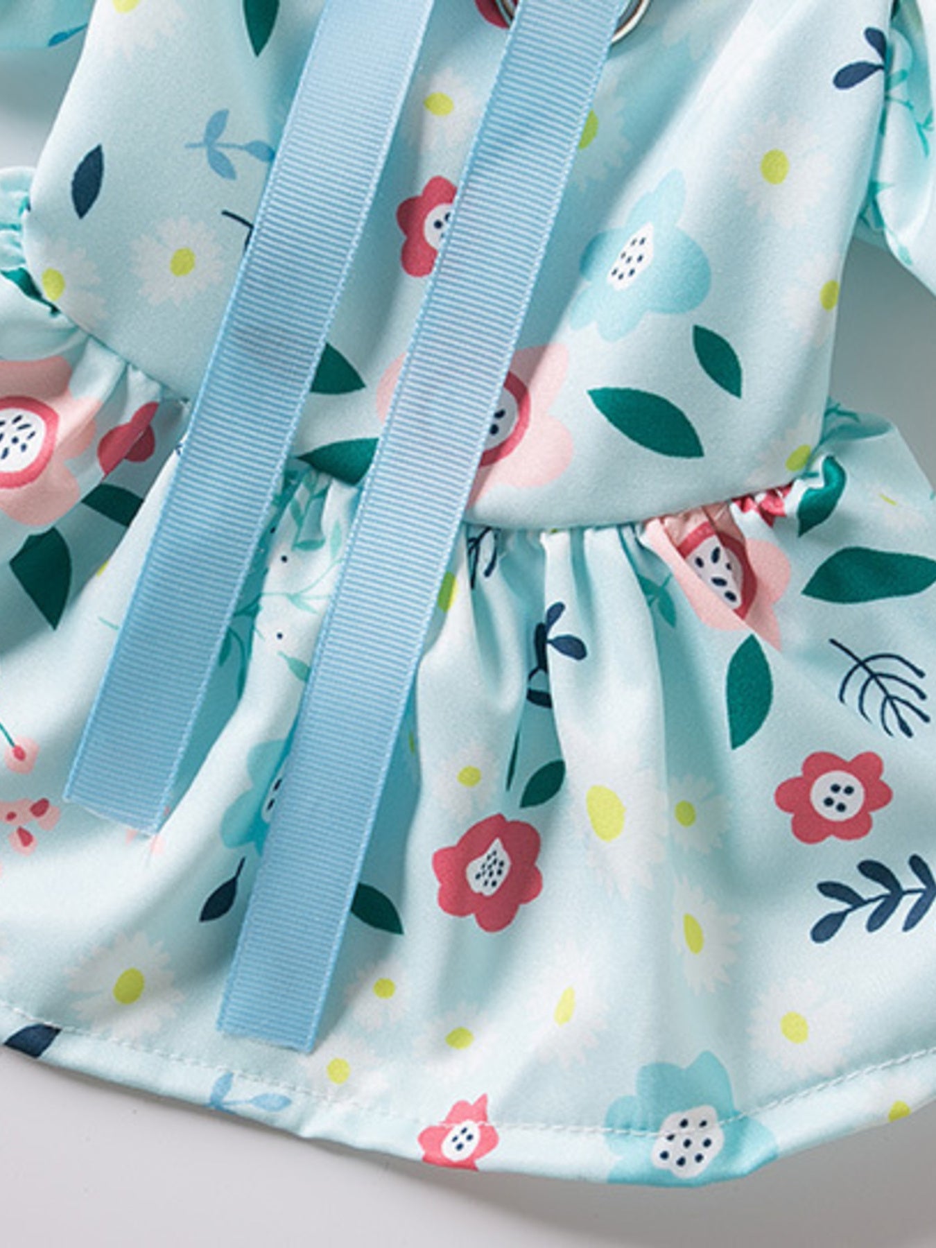 Floral Print Bow Decor Pet Dress