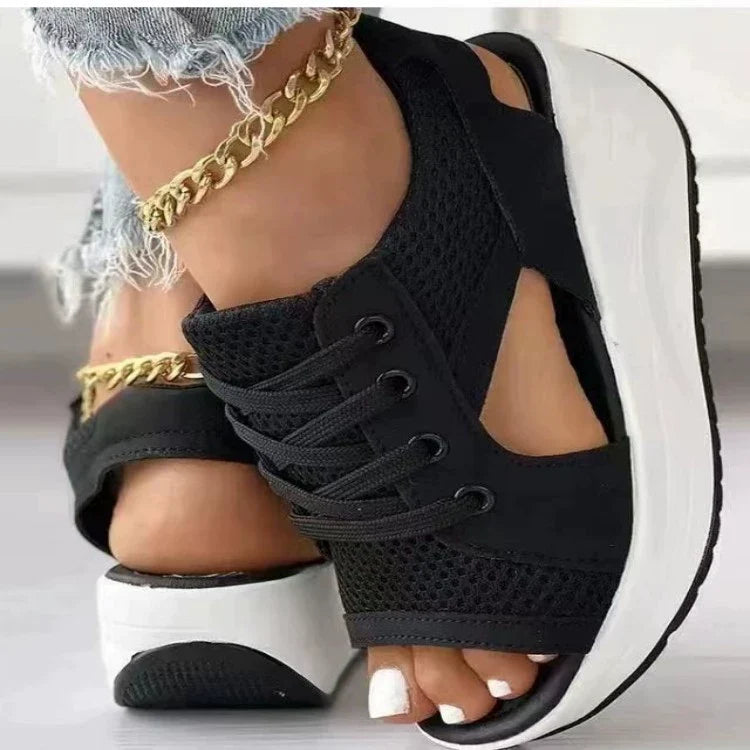 Lace Up Wedge Sandals