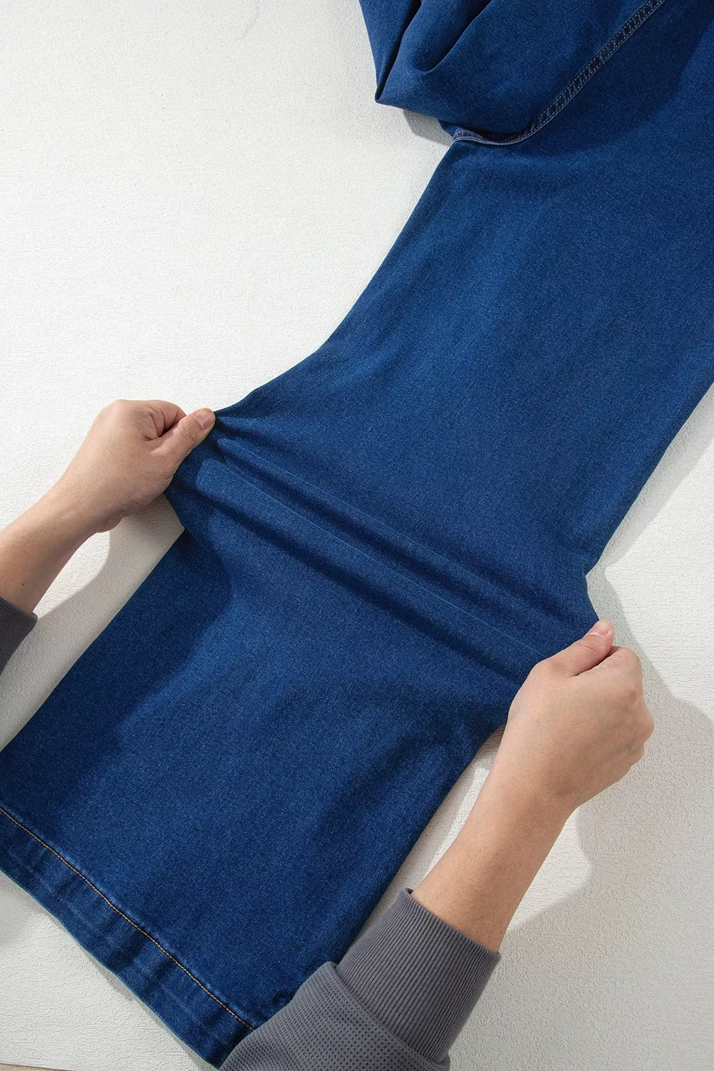 Hardware Decor Patched Pockets Wide Leg Jeans