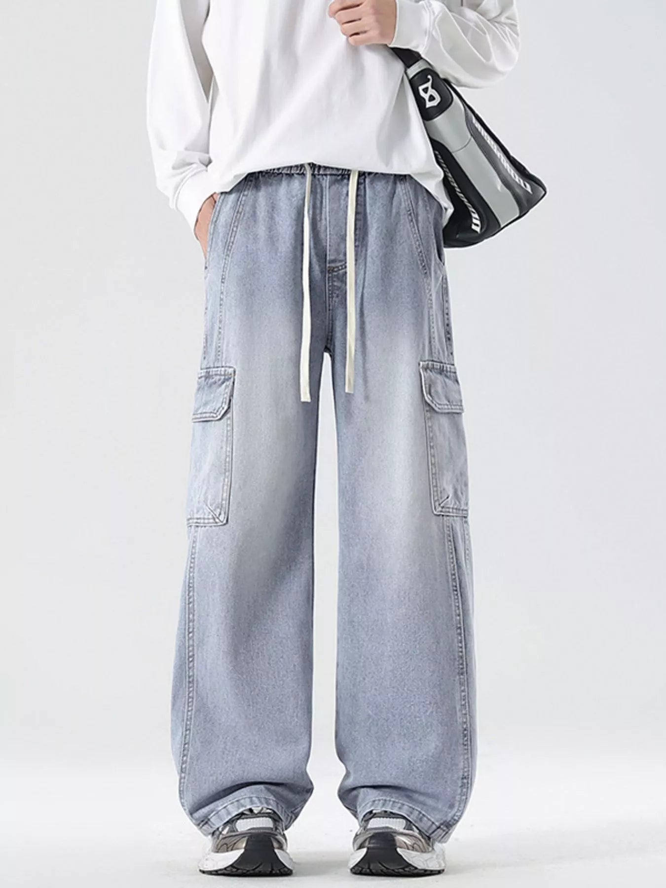 Men's Full Size Wide Leg Cargo Jeans Plus Size