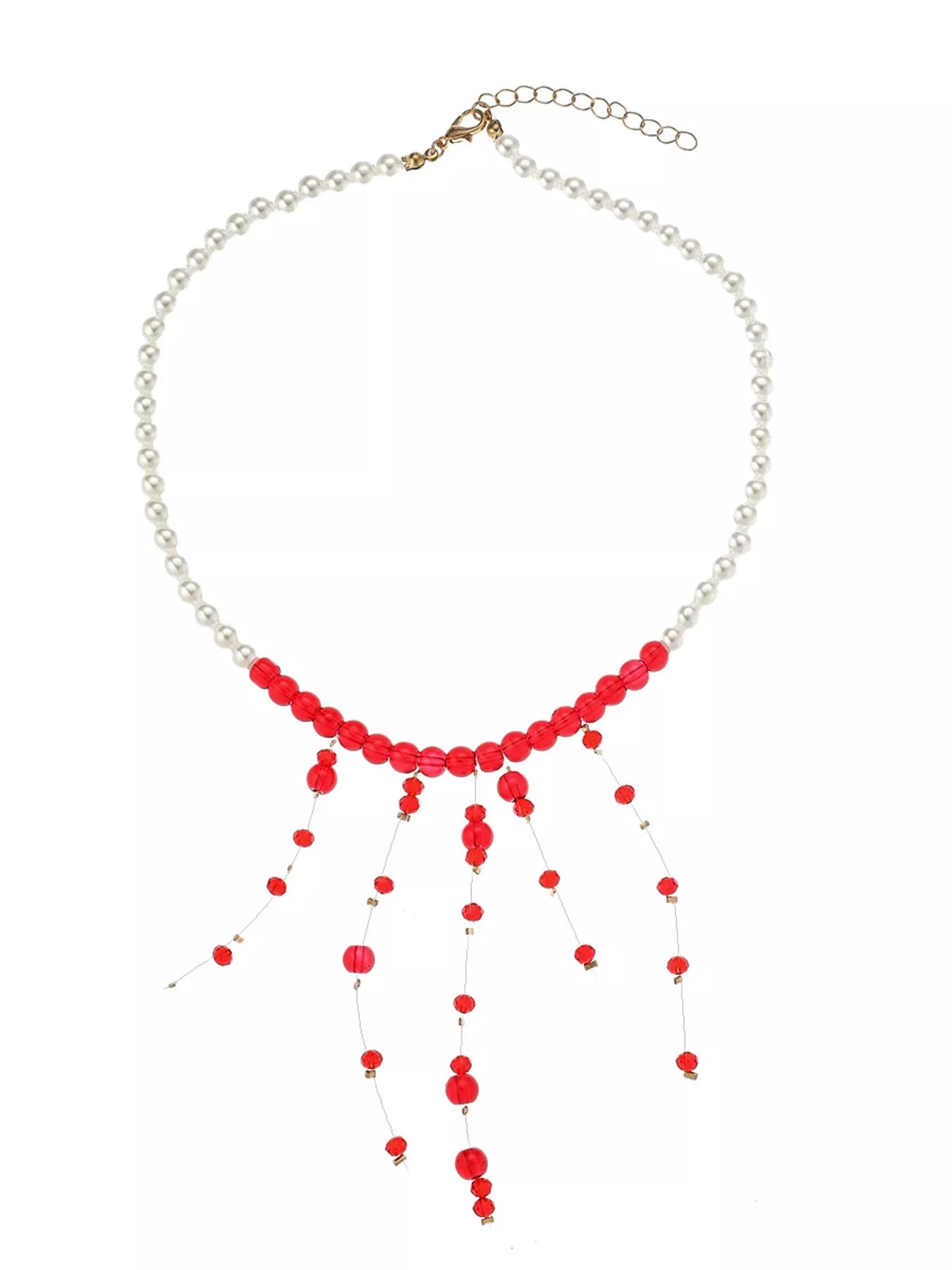 Pearl Beaded Dangle Necklace