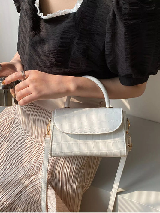 Crocodile Pattern Top Handle Crossbody Bag