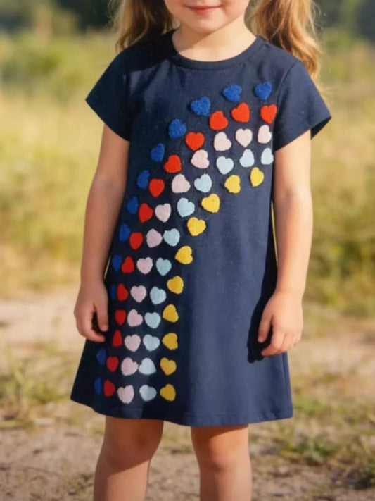 Children's Heart Applique Short Sleeve Dress