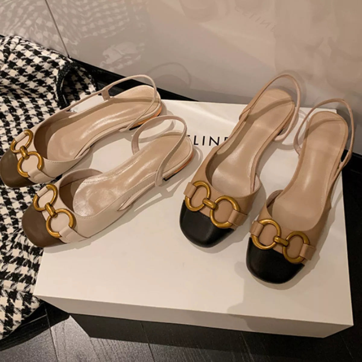Chain Detail Flats Sandals