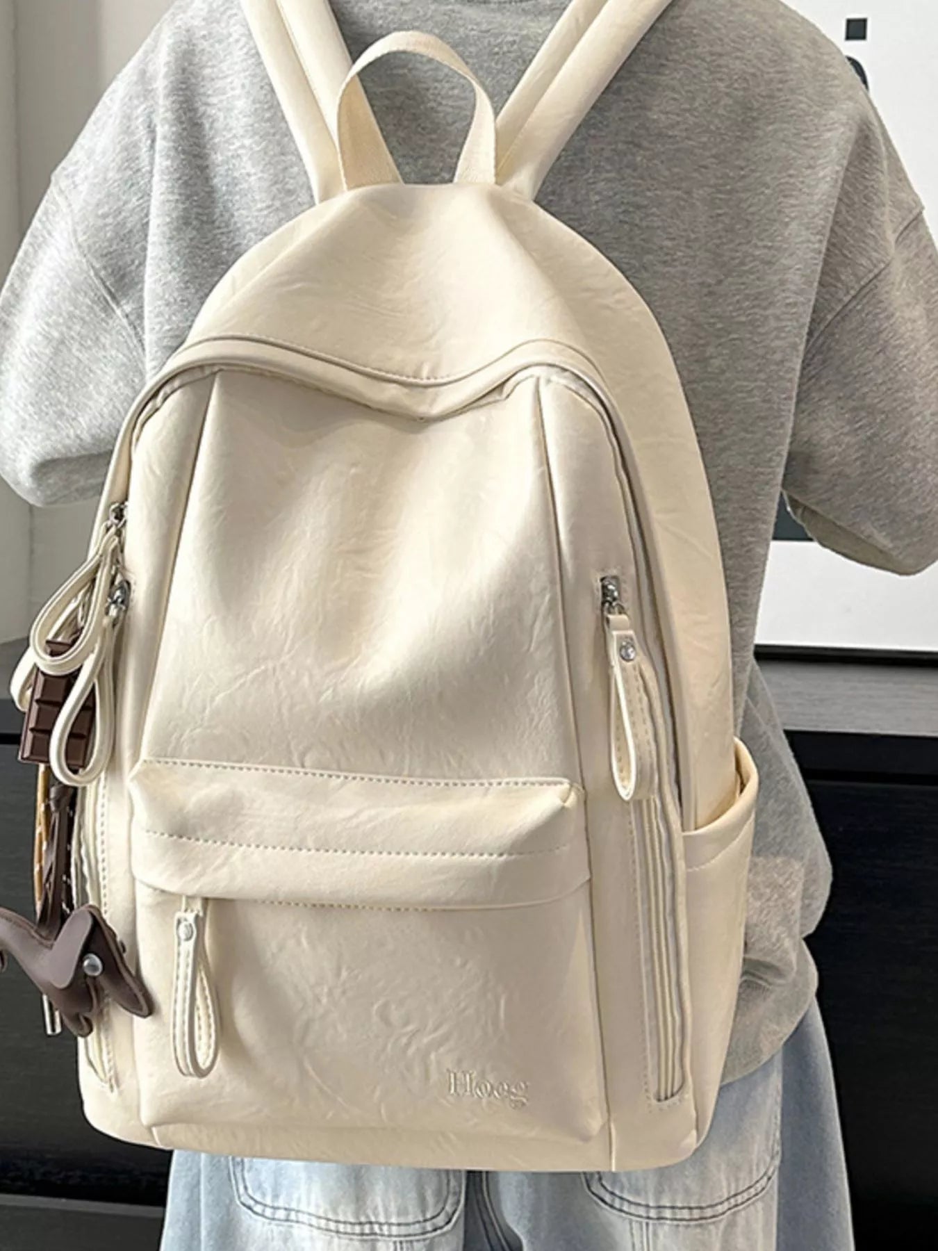 Leather Texture Backpack Bag
