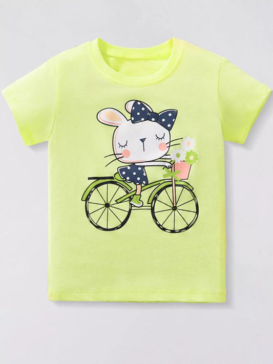 Children's Bunny Riding Bicycle Graphic T-Shirt