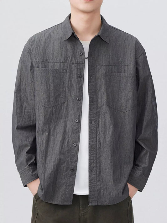 Men's Plus Size Button Up Long Sleeve Shirt