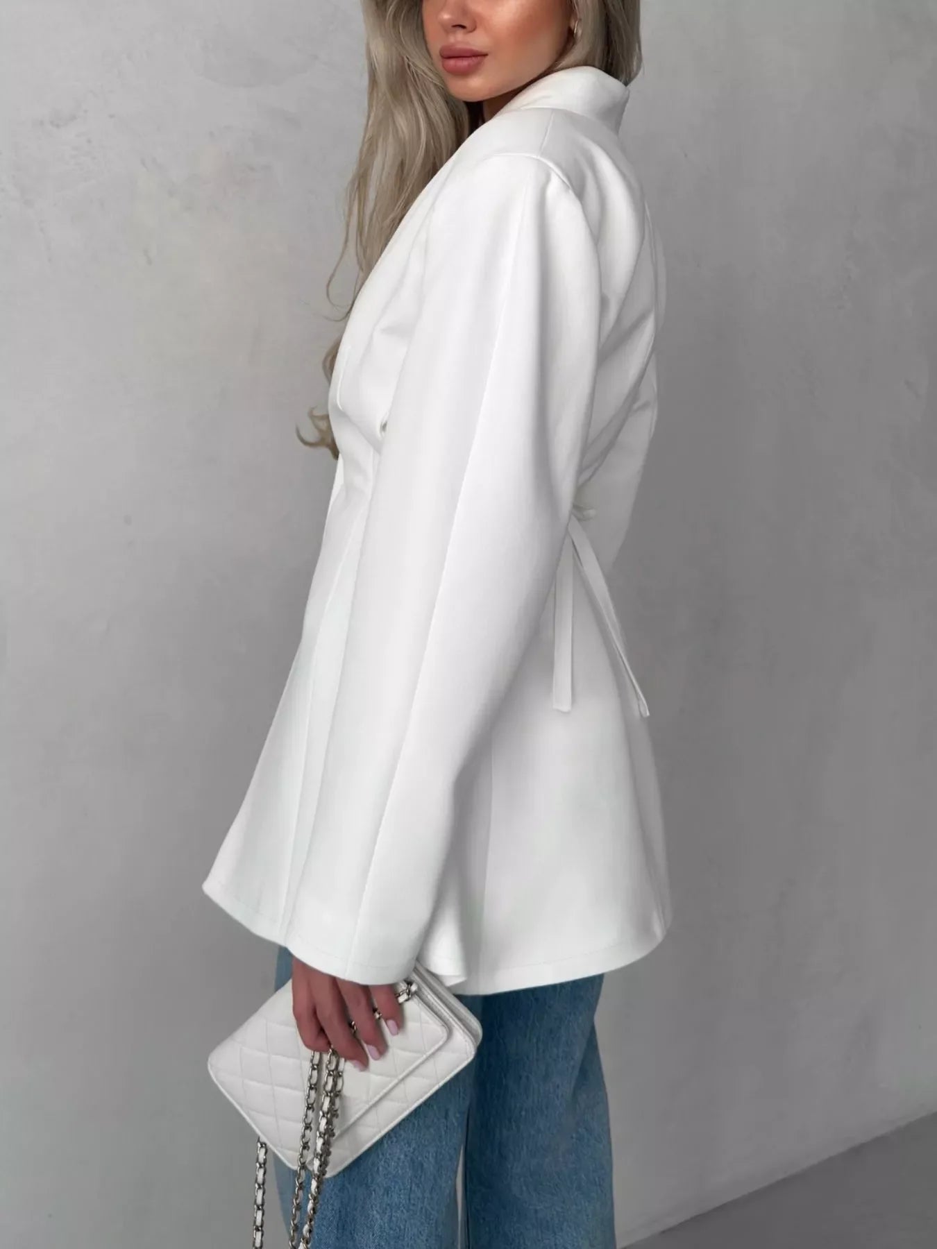 One Button Long Sleeve Blazer