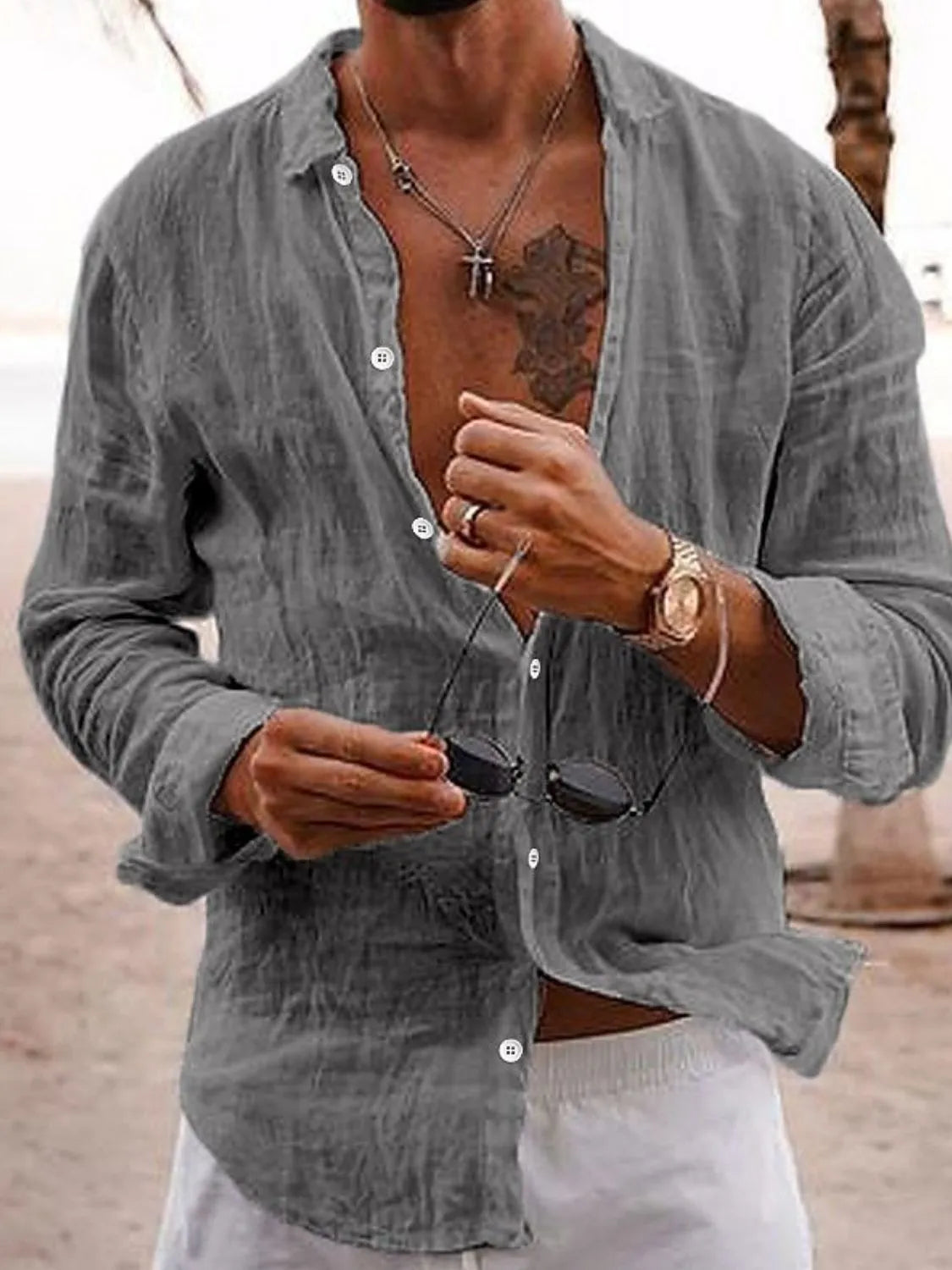 Men's Full Size Button Up Long Sleeve Shirt Plus Size