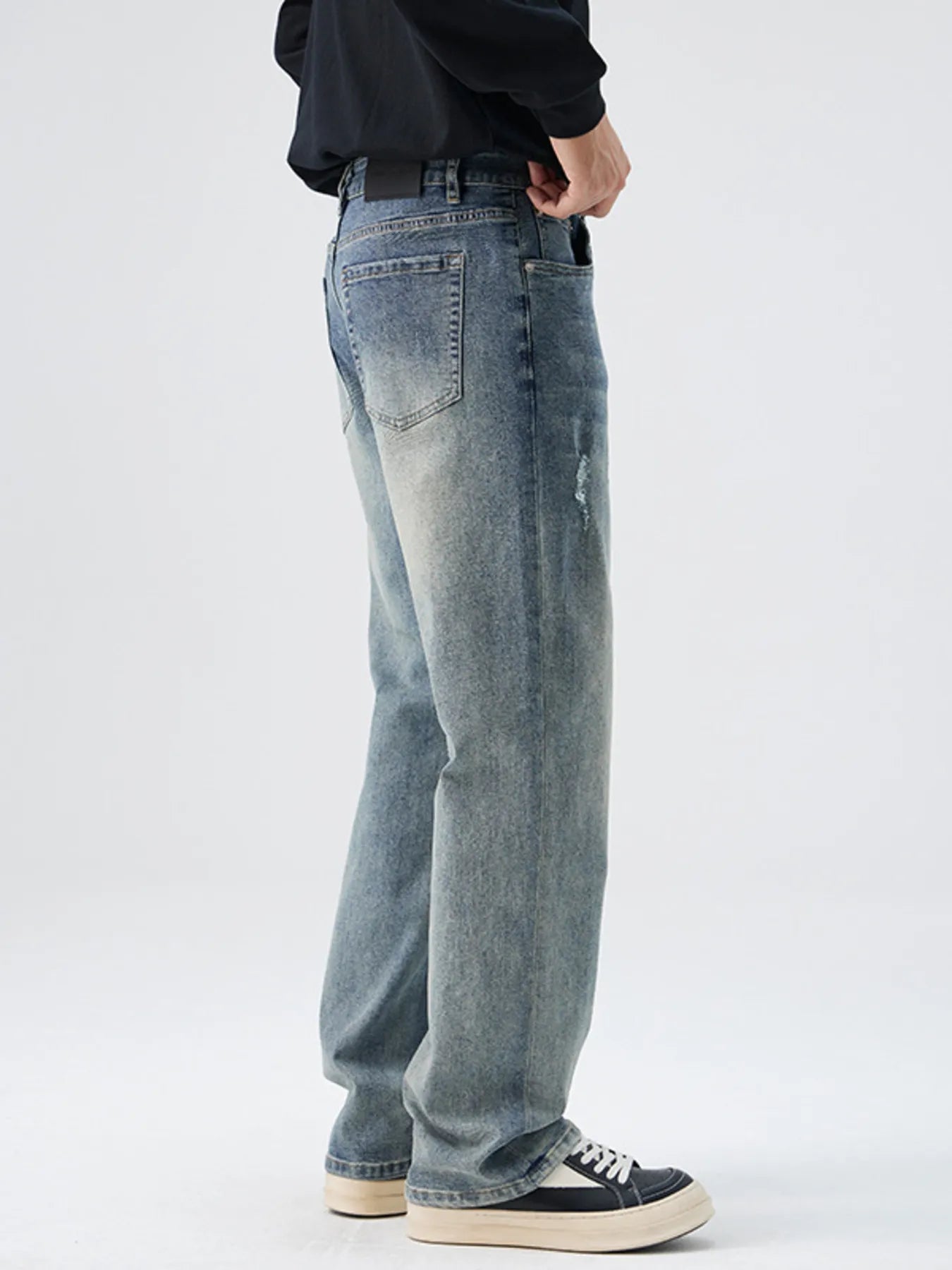 Men's Full Size Distressed Loose Fit Jeans Plus Size