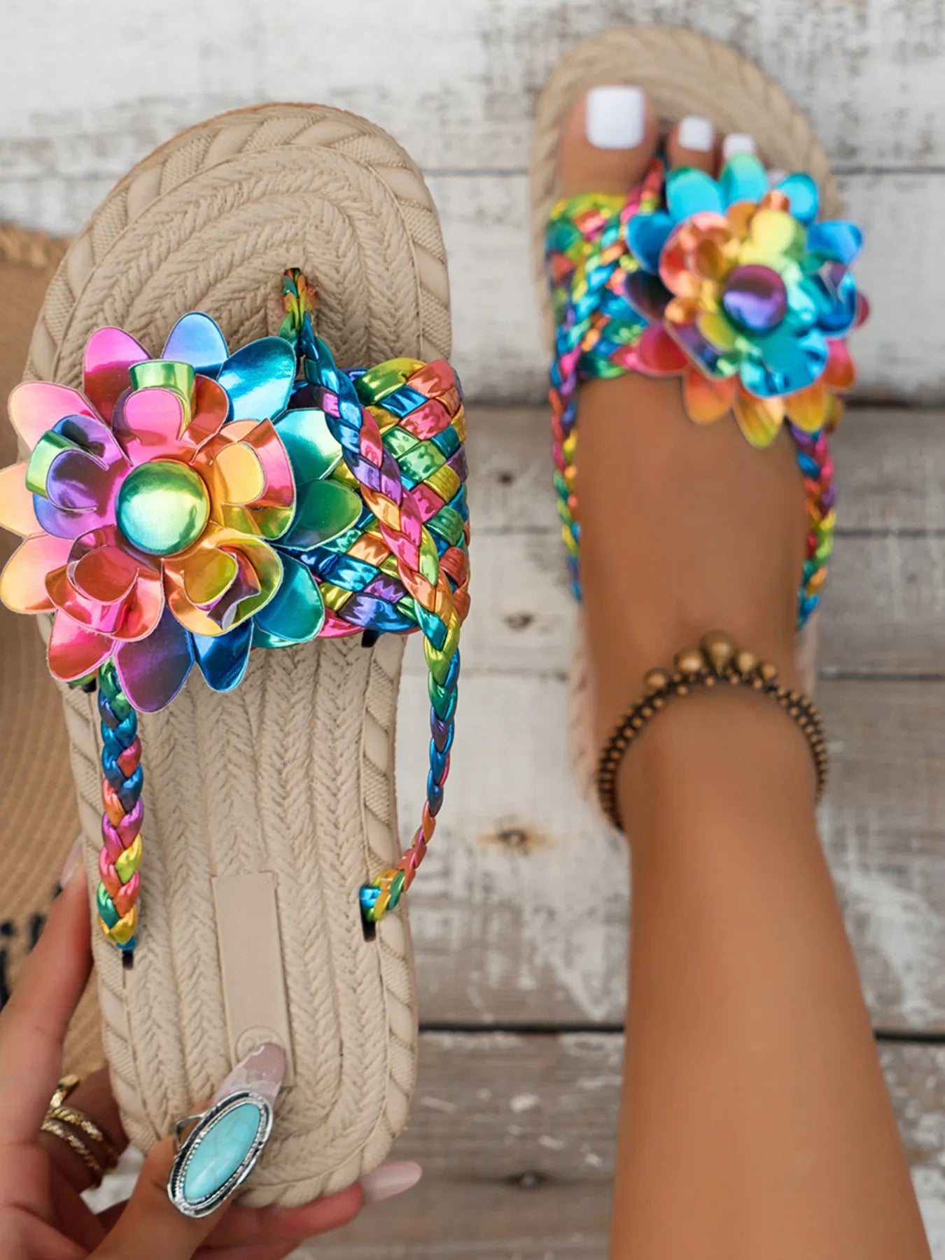 Floral Embellished Comfort Slide Sandals