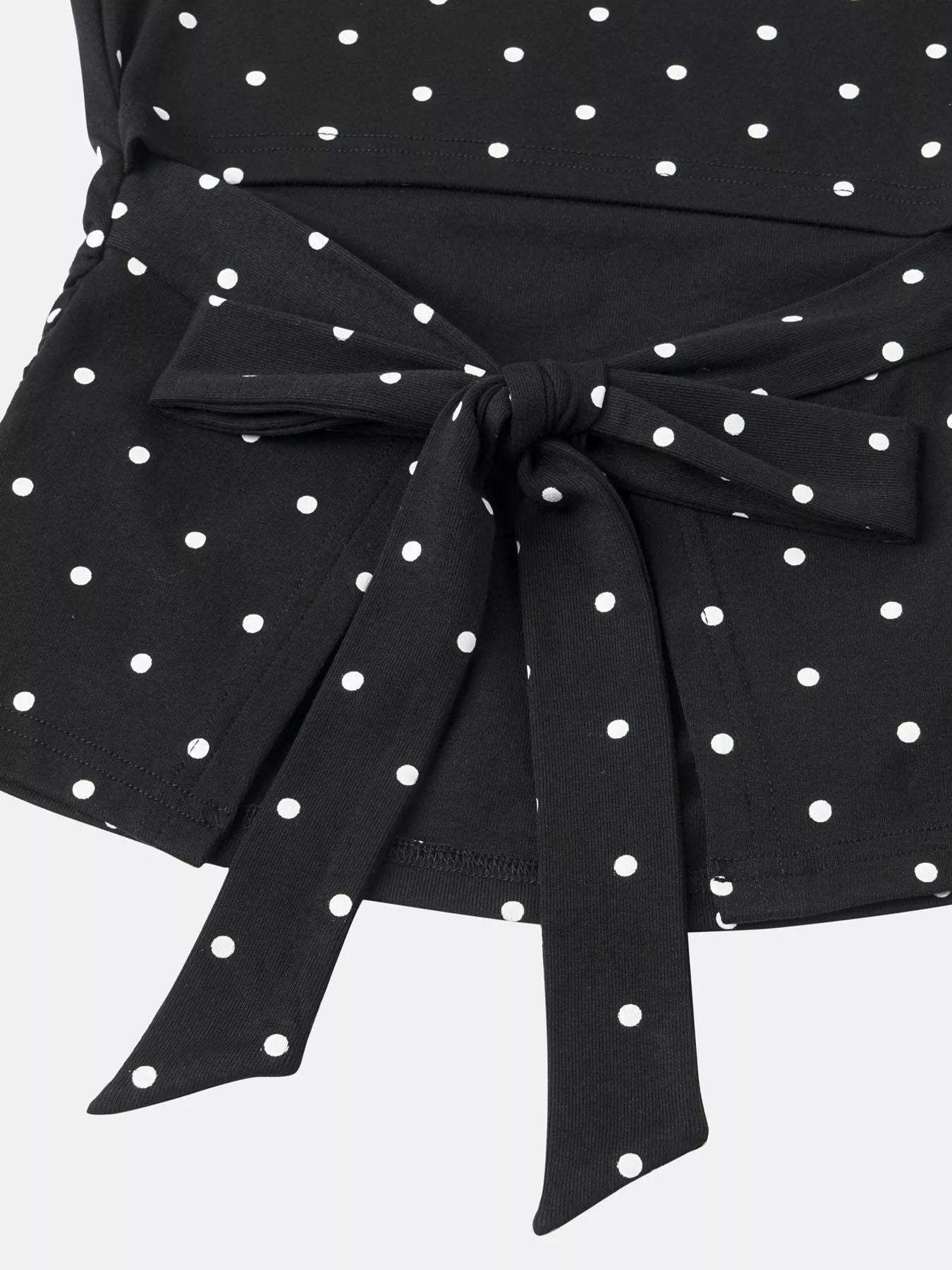 Long Sleeve Polka Dot Tie Back T-Shirt