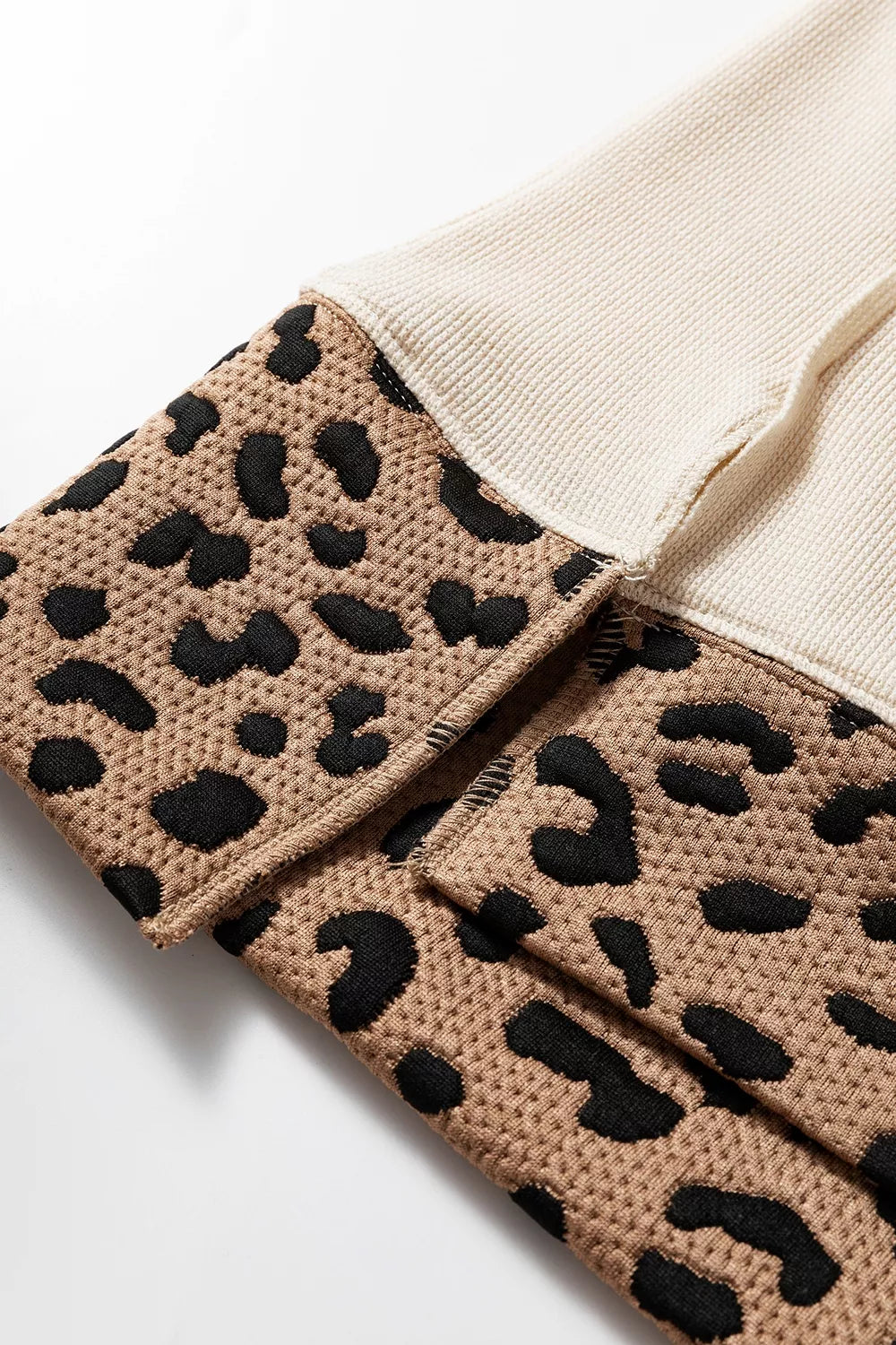 Contrast Leopard Star Patchwork Detail Raw Seam Baggy Sweatshirt