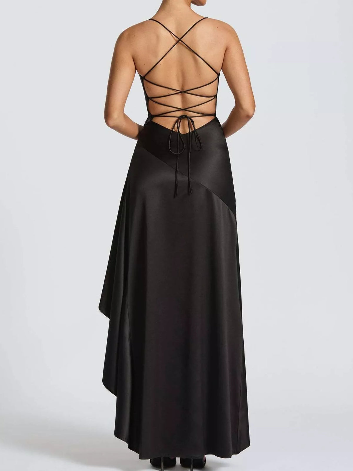 High-Low Ruffle Hem Evening Dress