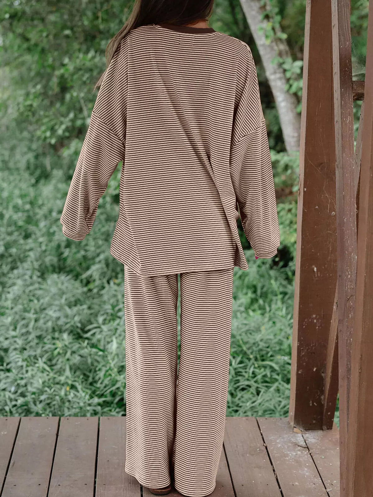 Striped Long Sleeve Top and Pants Set
