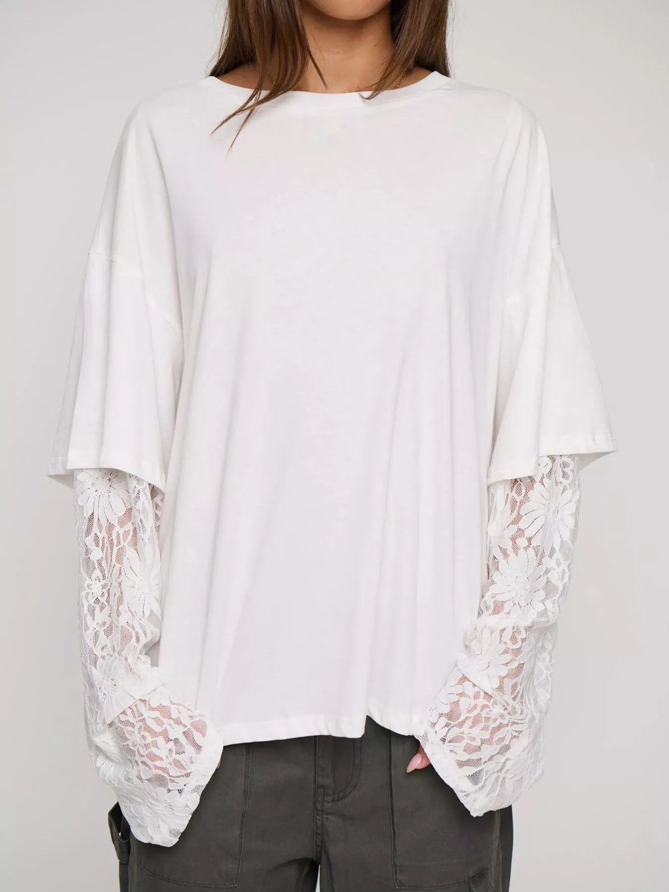 Layered Lace-Sleeve T-Shirt