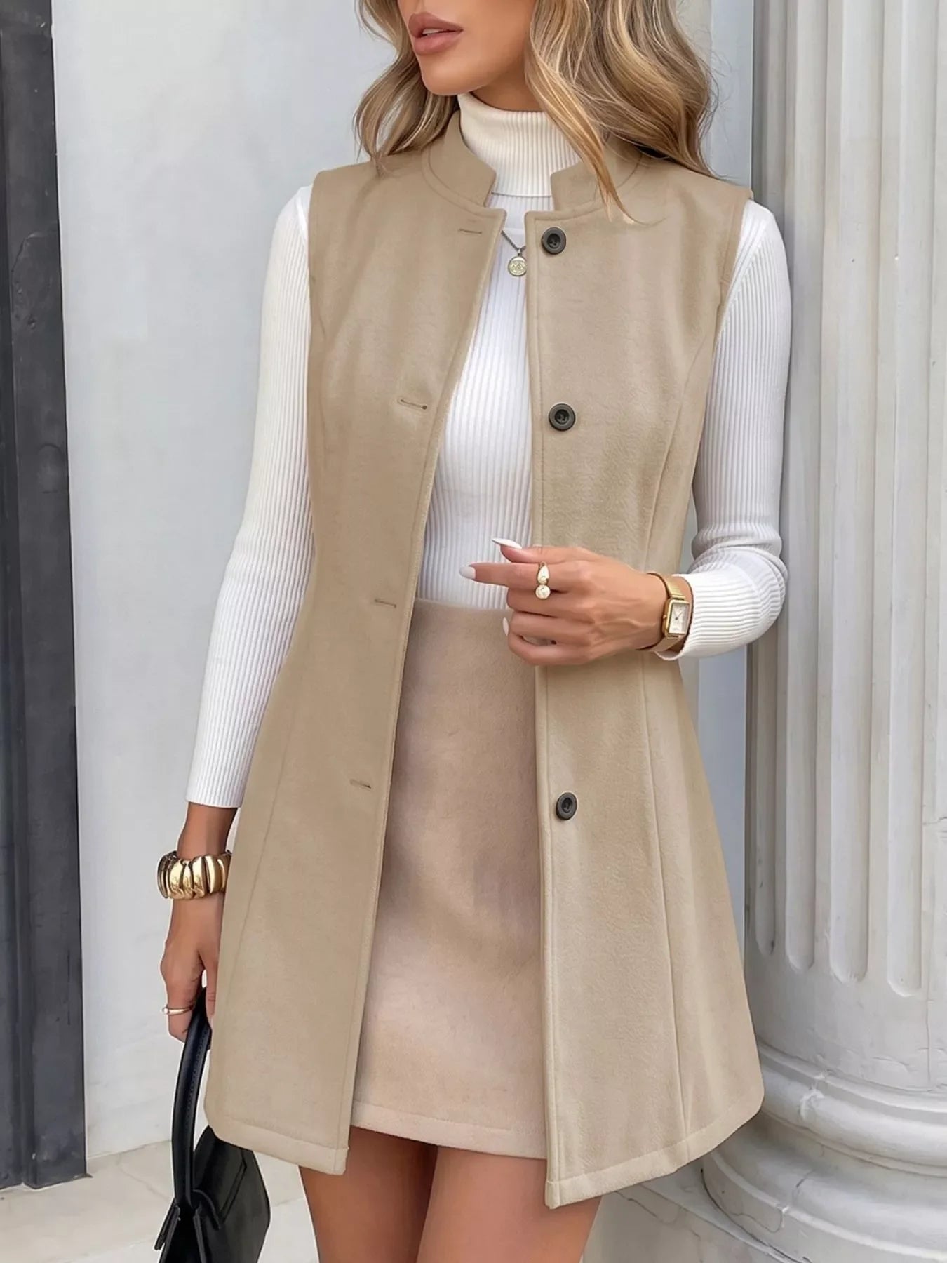 Elegant Button-Down Vest Coat