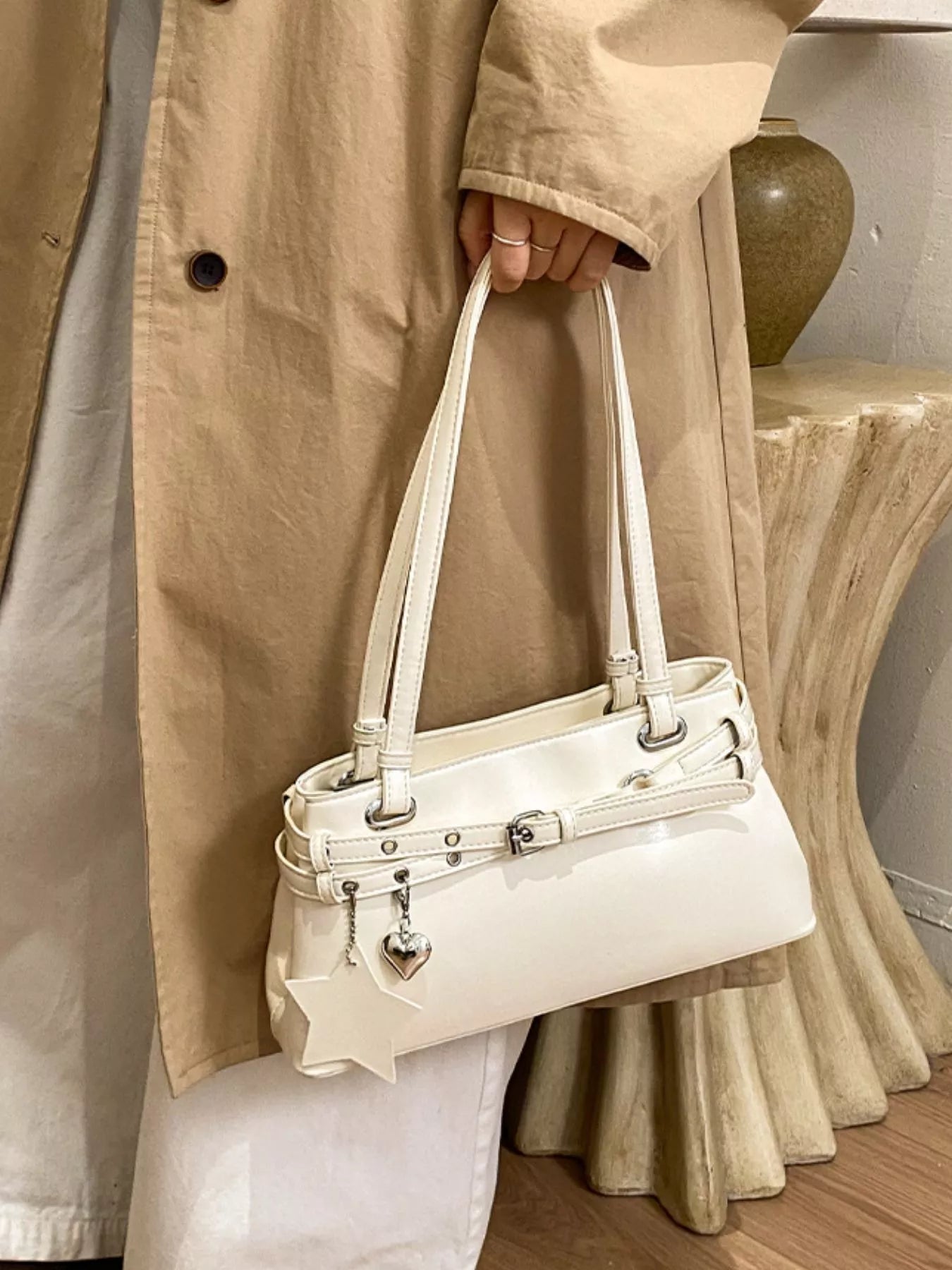 Buckle Decor Shoulder Bag