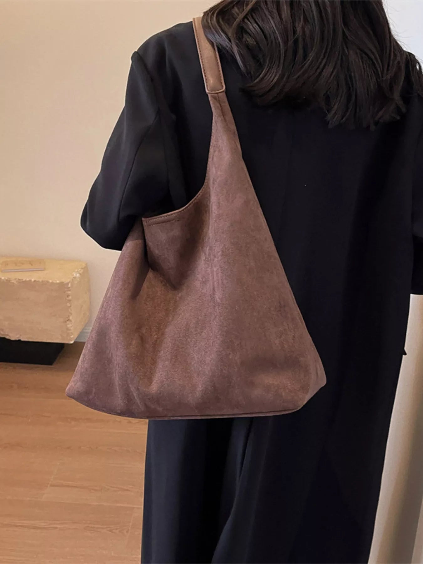 Solid Color Casual Suede Handbag