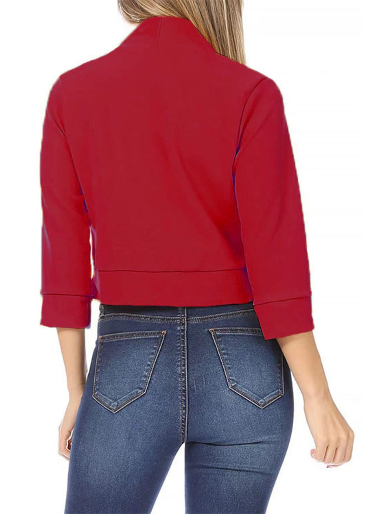 Full Size Cropped Open Front Blazer Plus Size