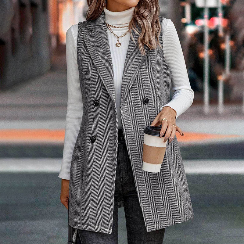 Women's Sleeveless Blazer Vest, Trendy Fall Winter Business Casual Cardigan (See size chart where applicable)