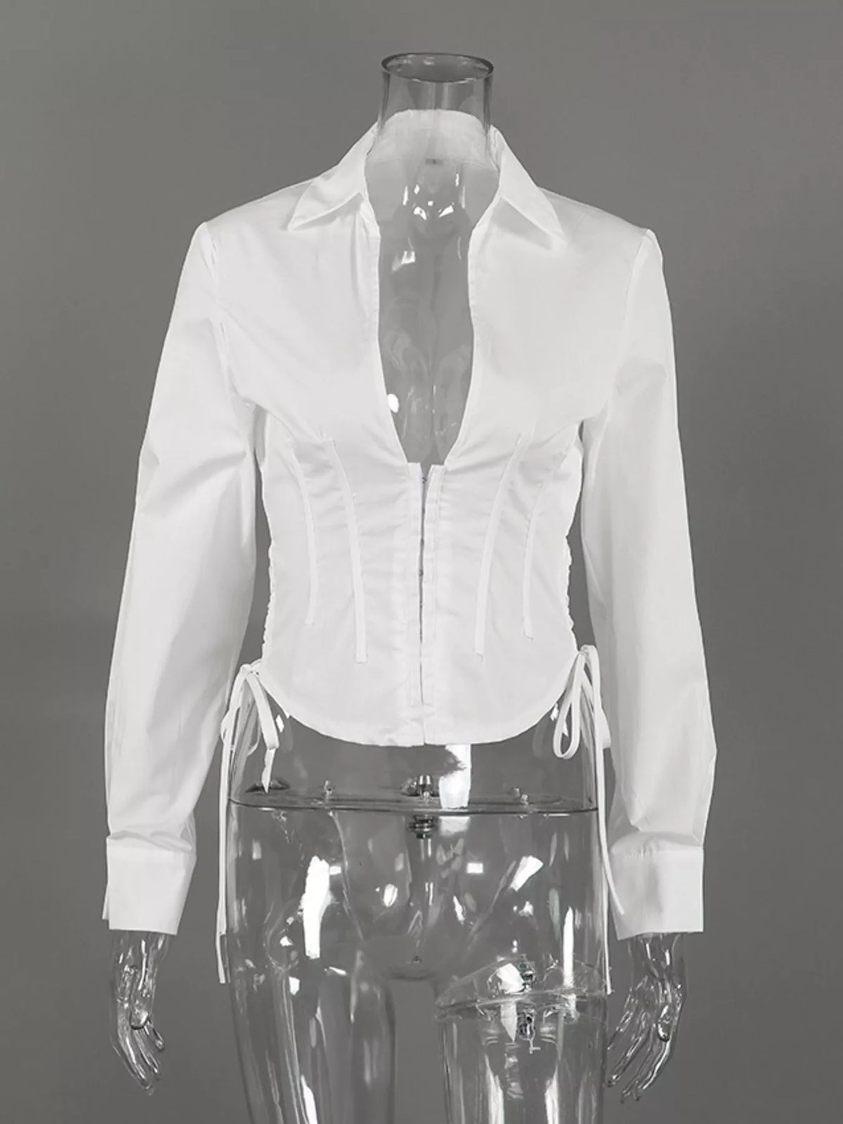 Corset-Style Blouse with Side Lace-Up Detail