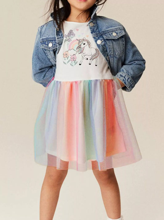 Children's Unicorn Rainbow Tulle Dress