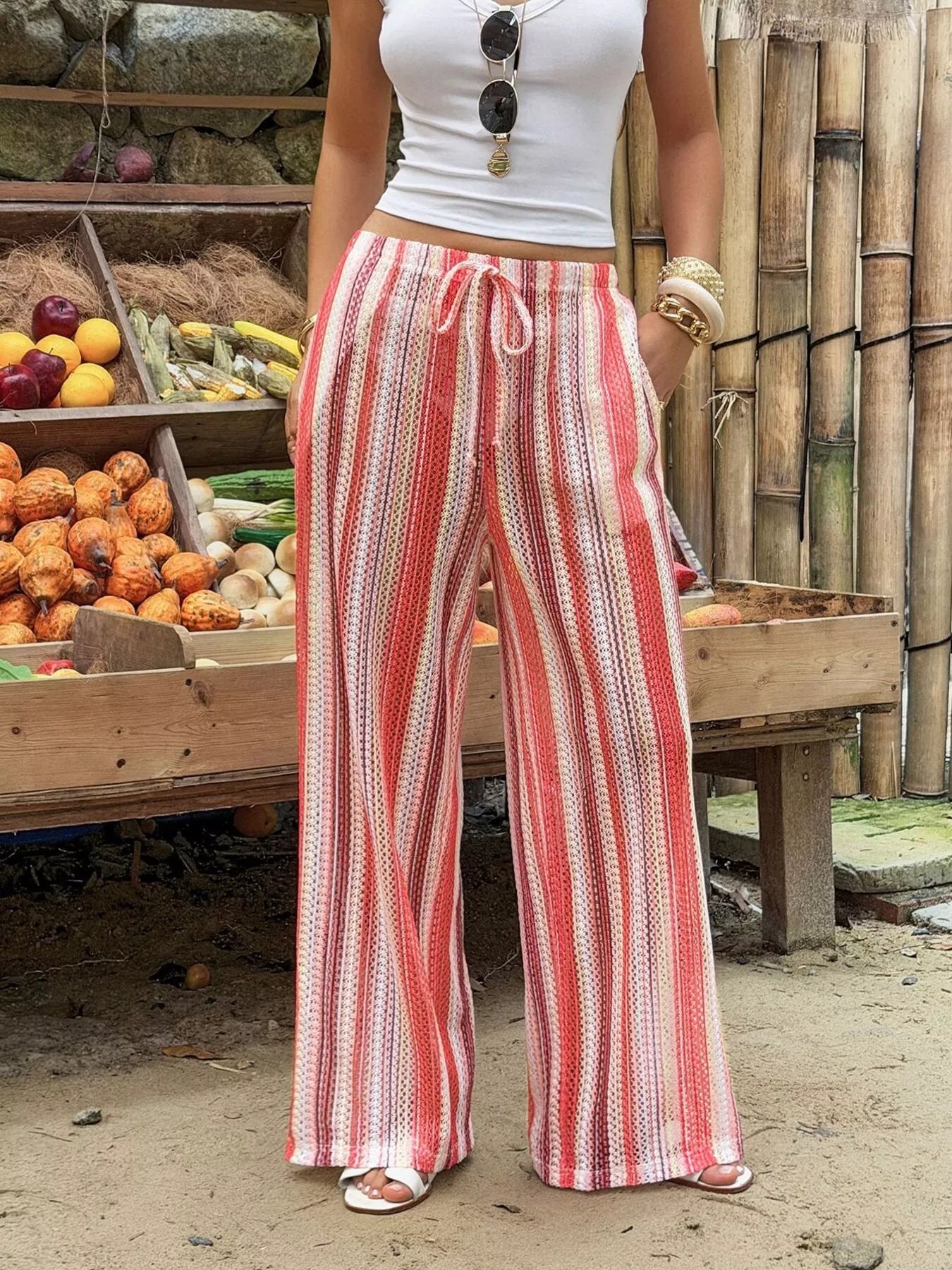 Striped Wide-Leg Pants