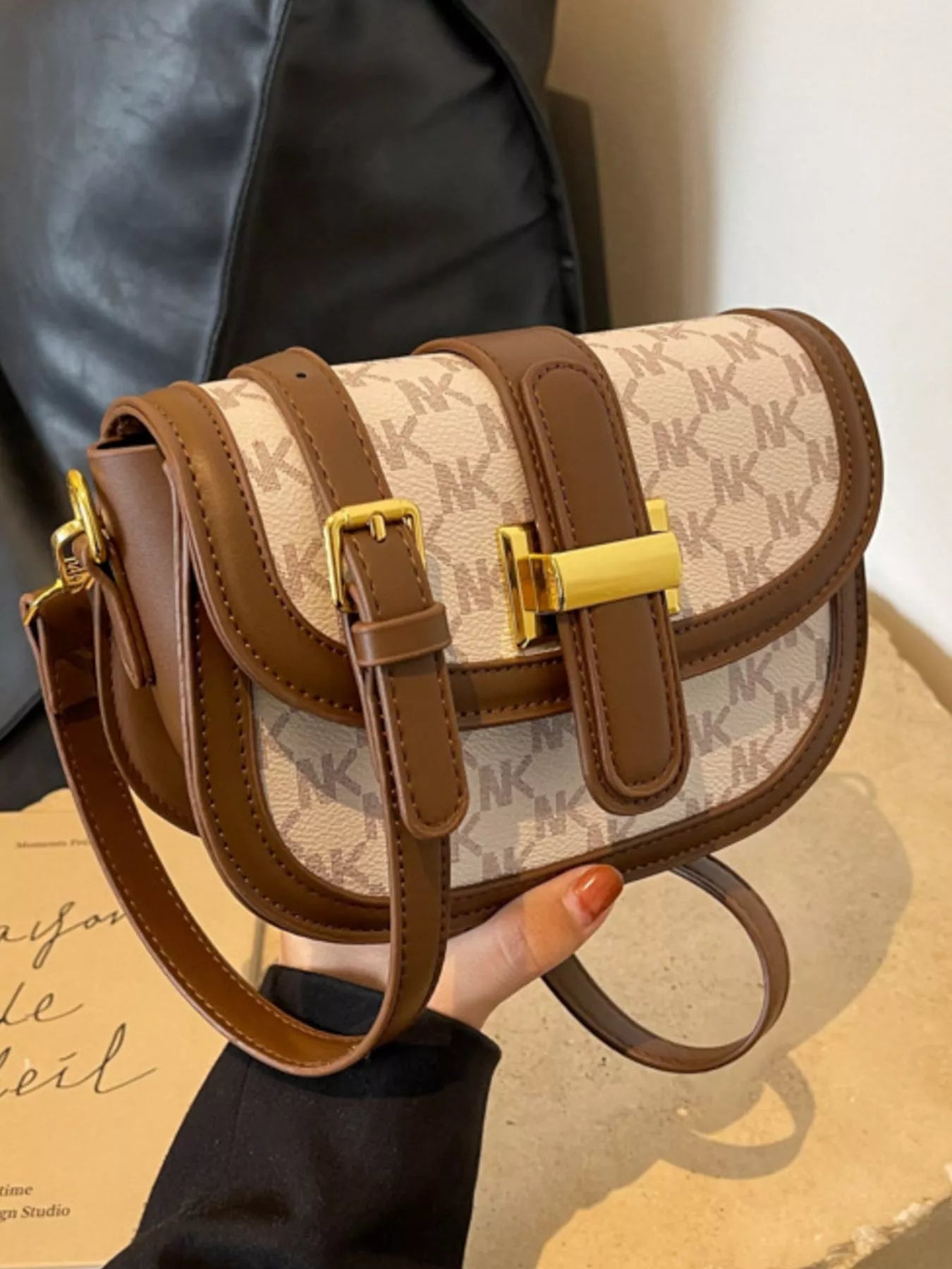 Patterned Flap Crossbody Bag