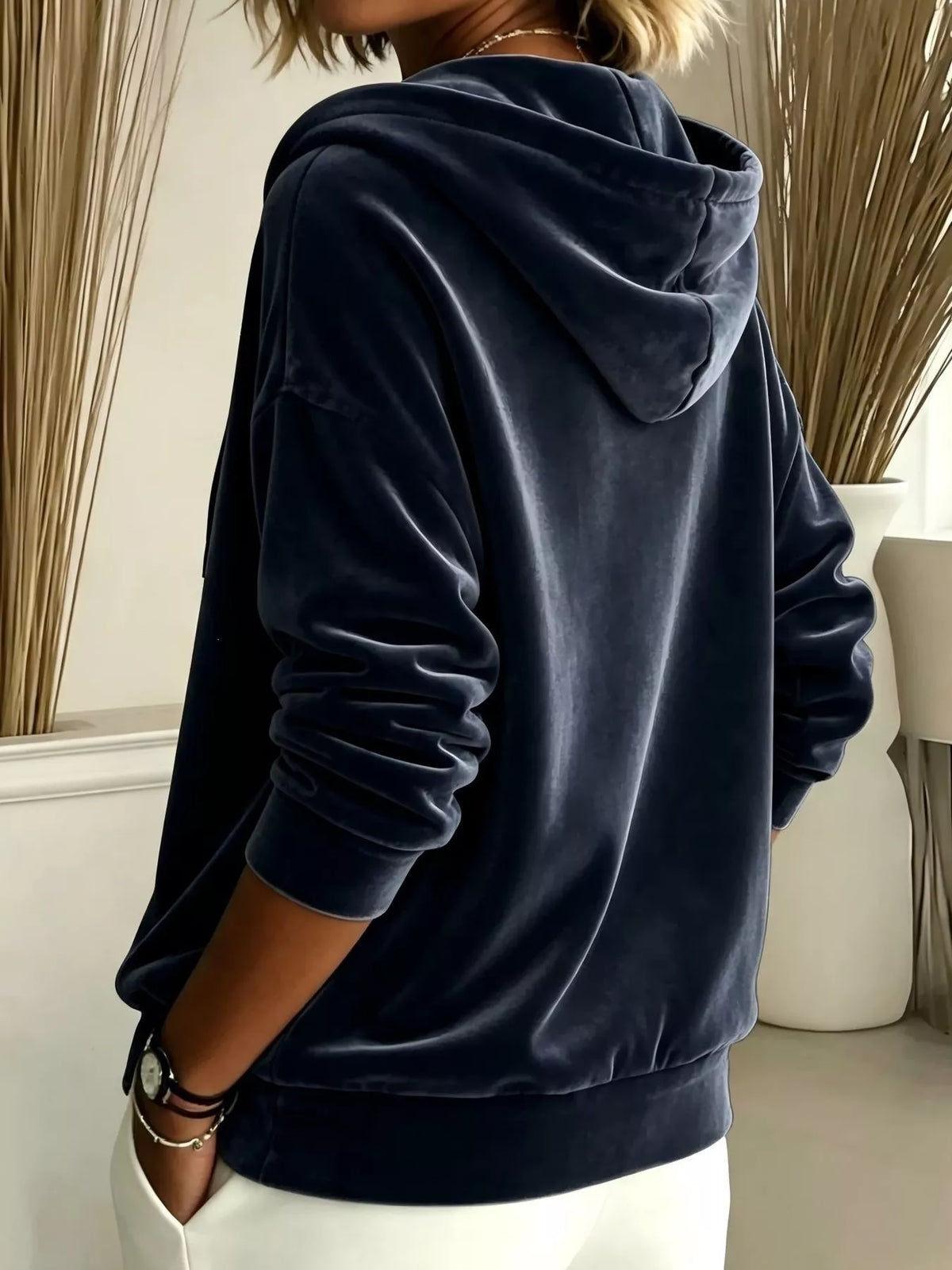 Full Size Velvet Zip-Up Hoodie Plus Size