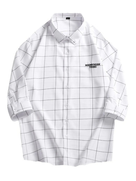 Men's Plus Size Casual Plaid Print Button-Down Shirt