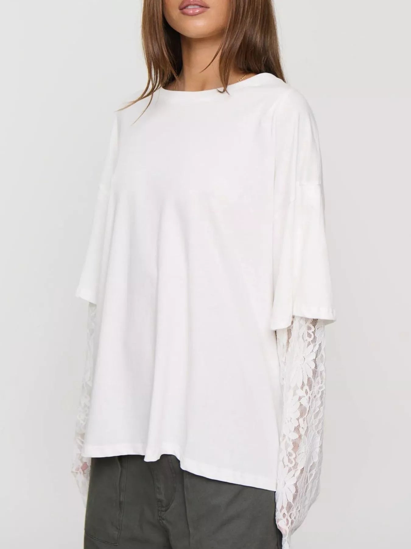 Layered Lace-Sleeve T-Shirt