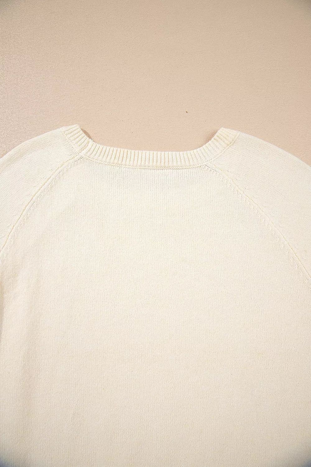 Button-Cuff Crew Neck Sweater