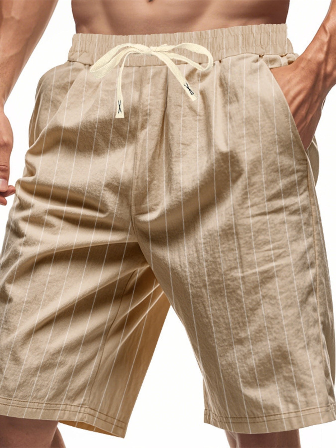 Men's Full Size Striped Drawstring Casual Shorts Plus Size