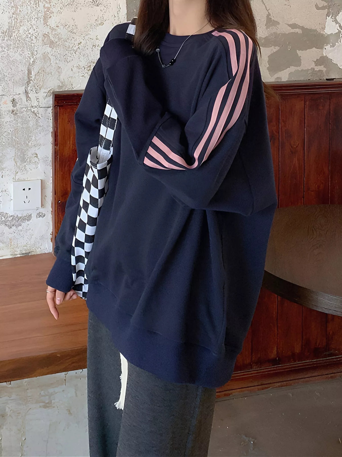 Striped Round Neck Sweatshirt