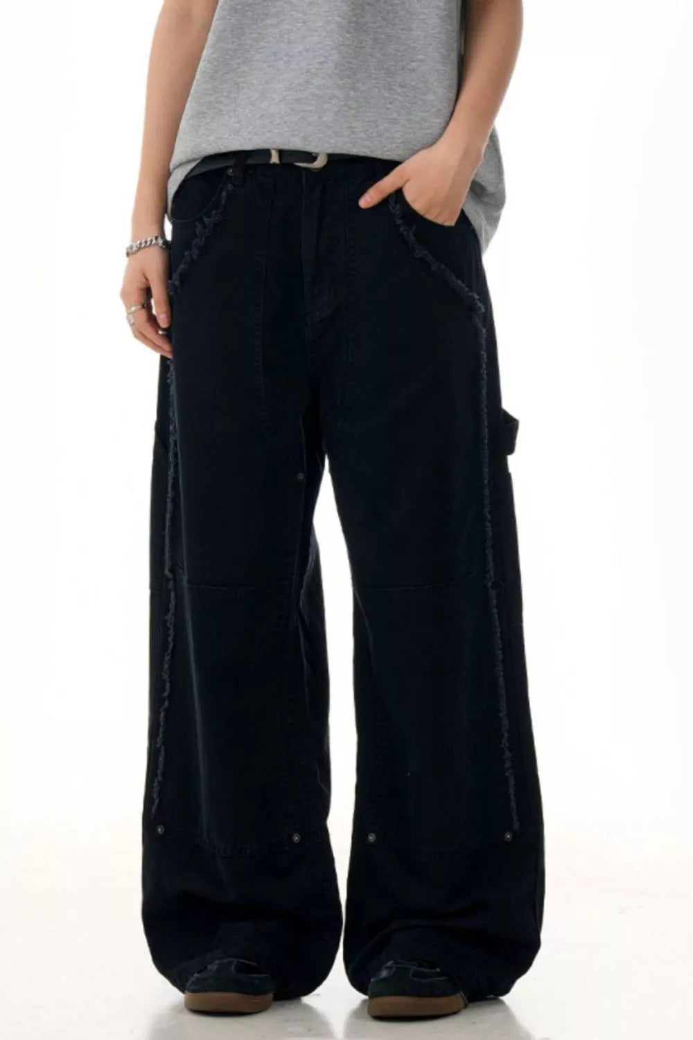 Men's Raw Hem Wide Leg Pants