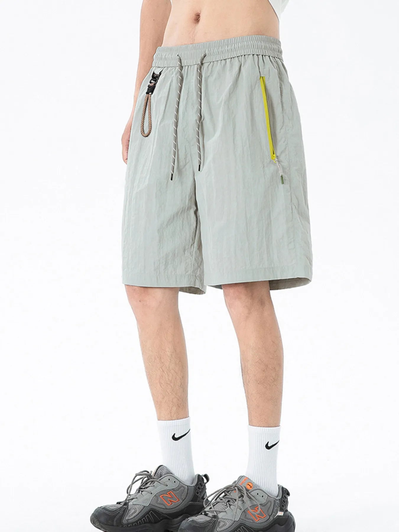 Men's Lightweight Drawstring Shorts with Zipper Pockets