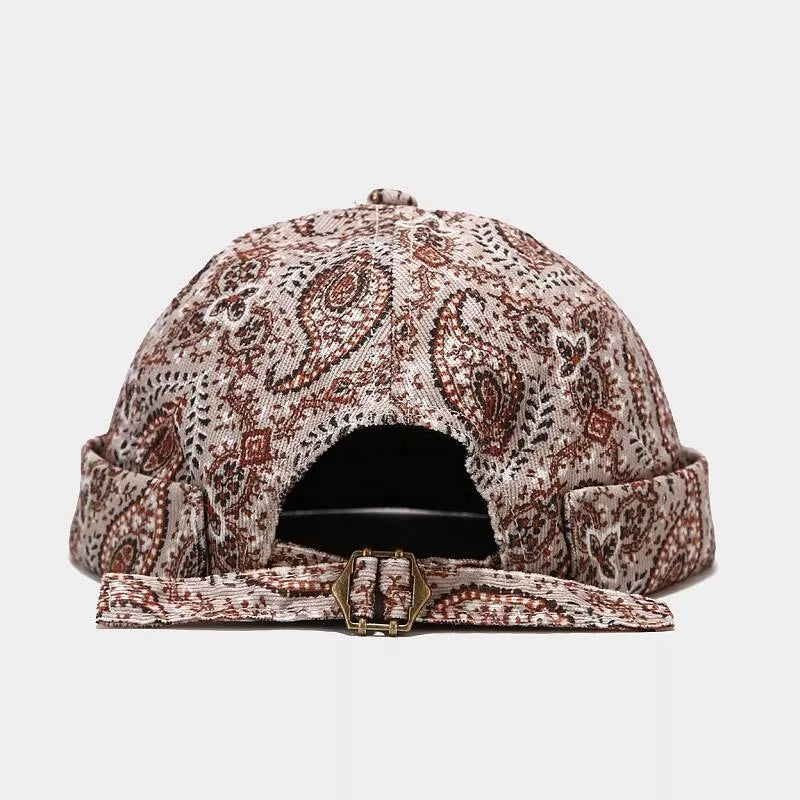 Vintage Paisley Print Brimless Hat