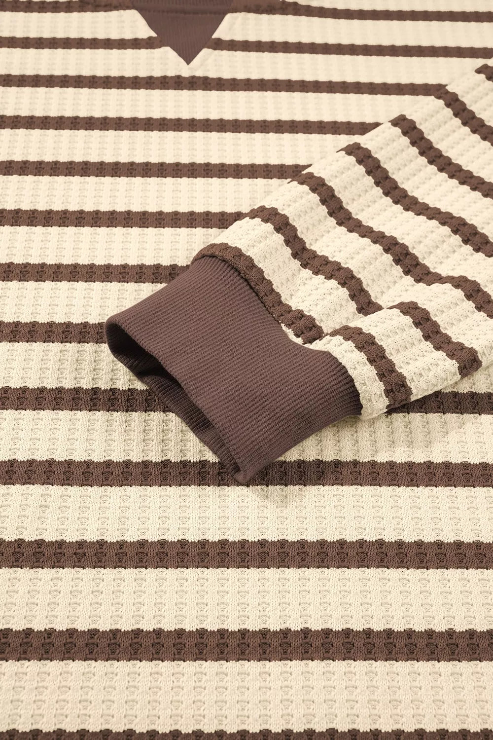 Stripe Patchwork Ribbed Cuff Casual Pullover Sweatshirt