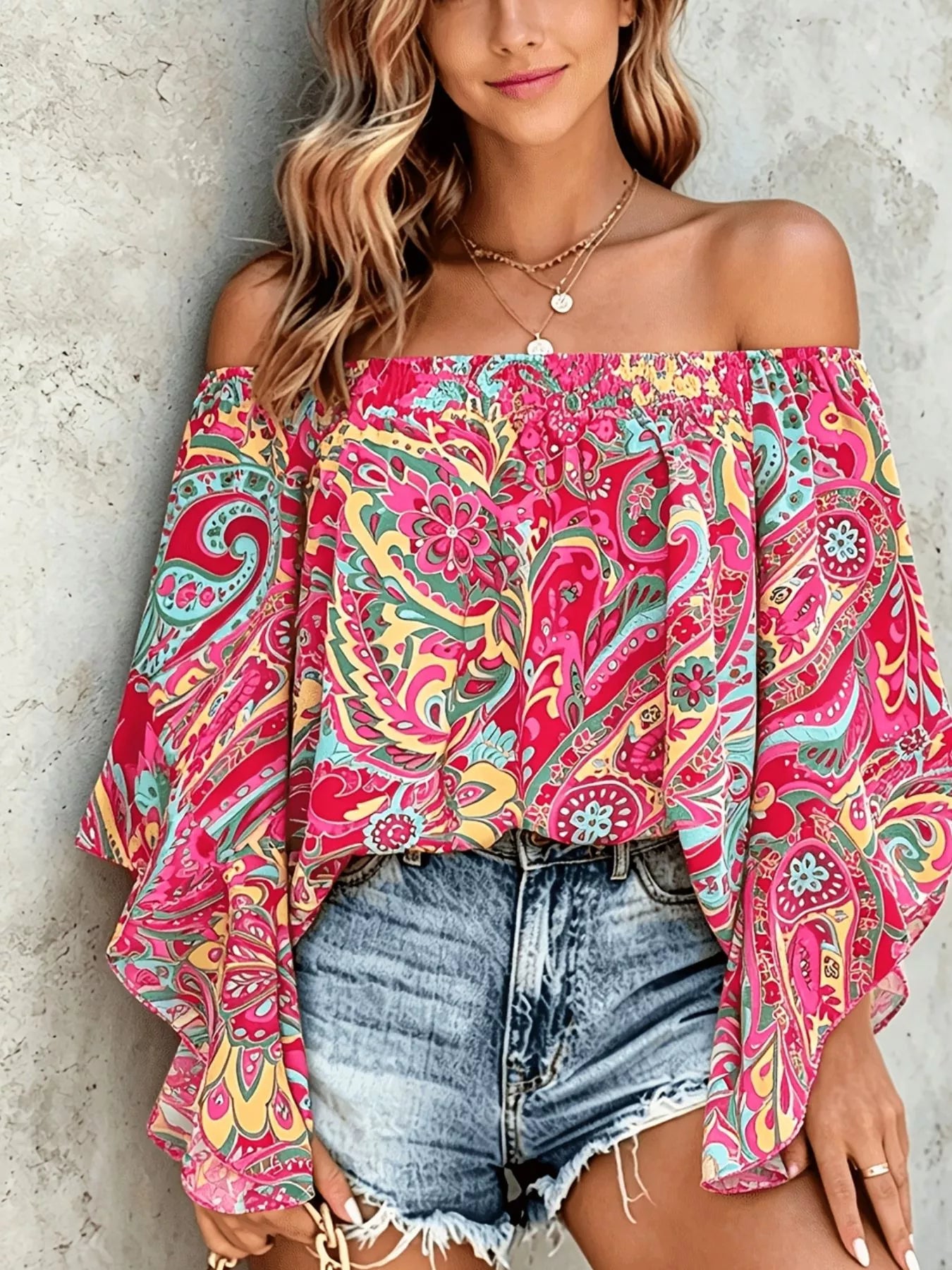 Printed Off Shoulder Blouse