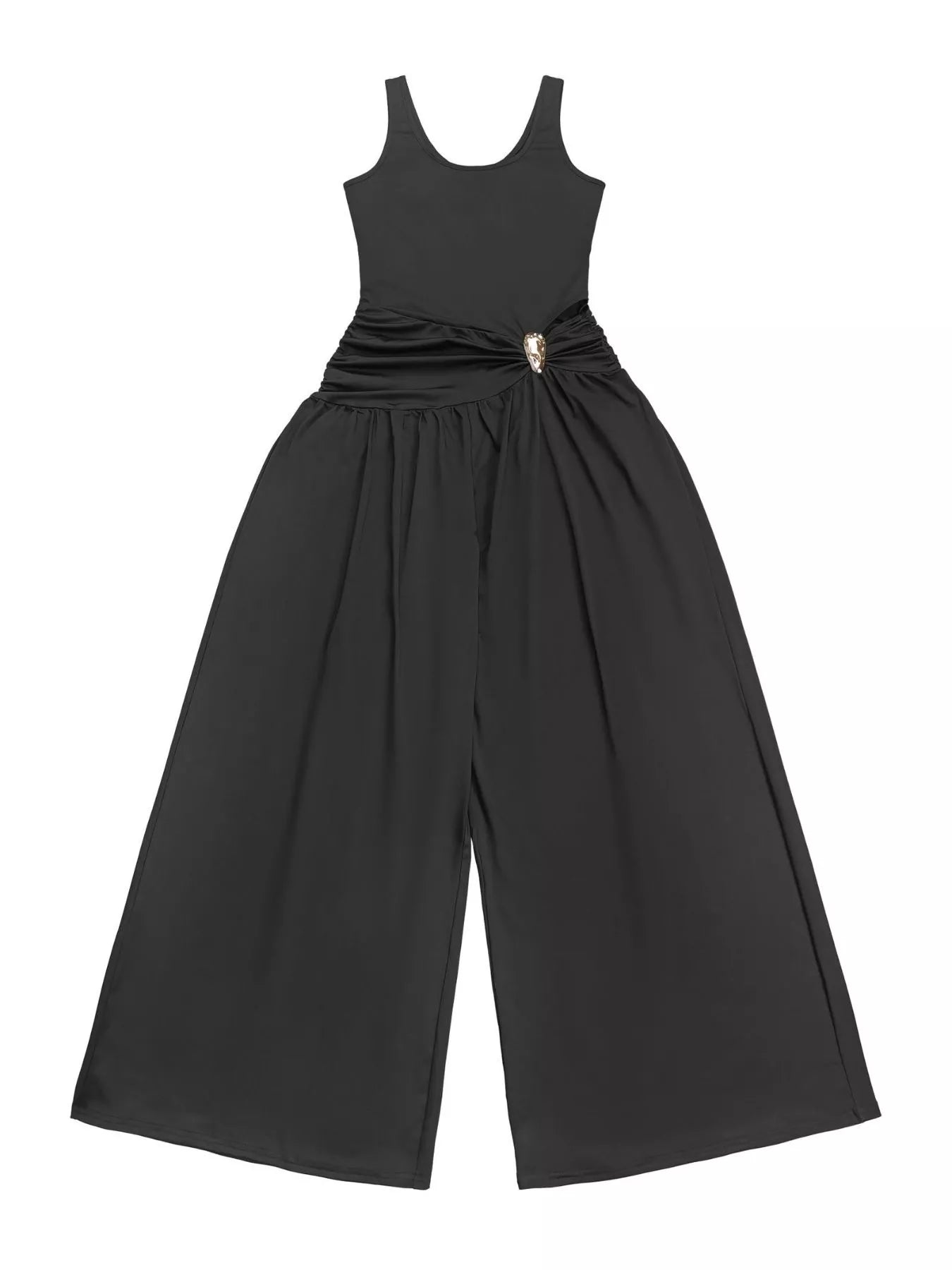 Cutout Detail Sleeveless Wide-Leg Jumpsuit