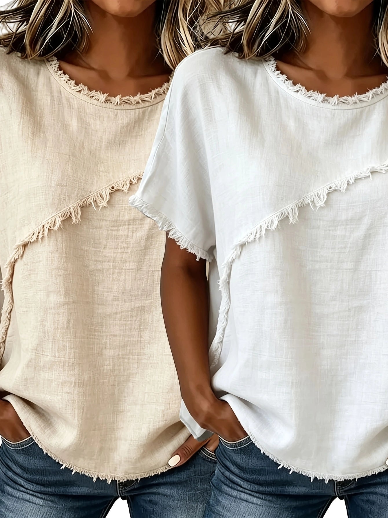 Women's Round-Neck Loose Short-Sleeve Top – 2-Pack Casual Tee