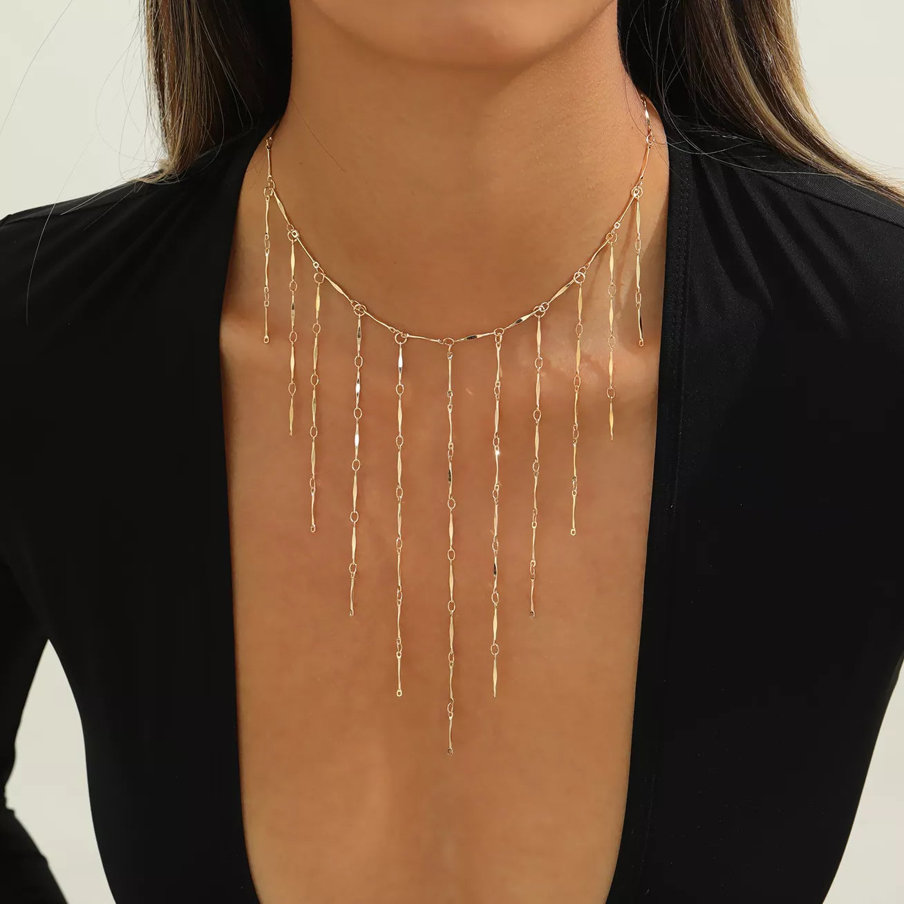 18K Gold-Plated Tassel Waterfall Necklace