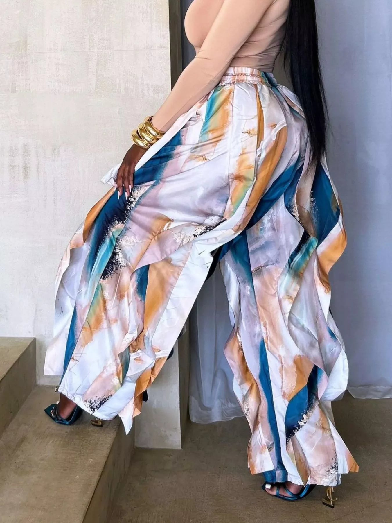Printed Cargo Pants with Drawstring Waist
