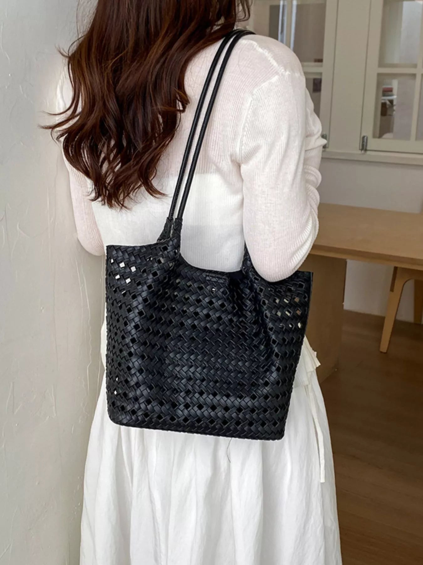 Woven Leather Shoulder Bag
