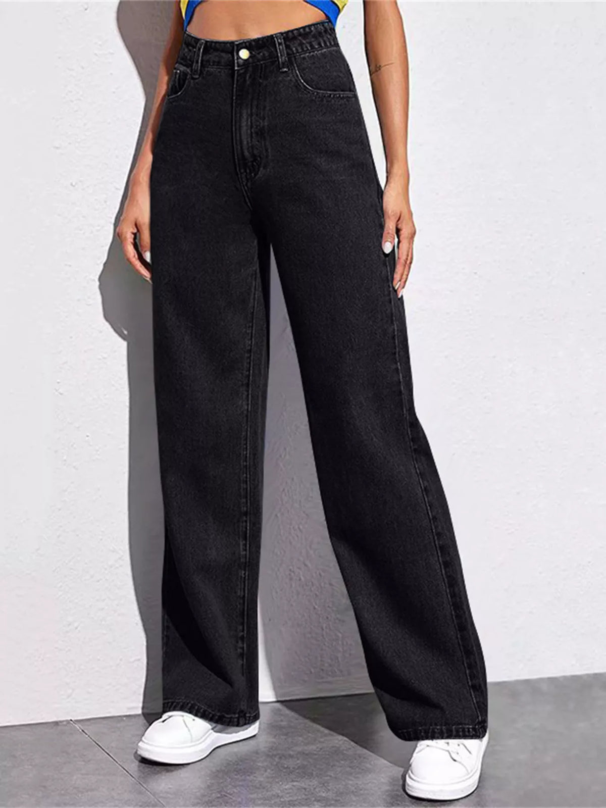 Full Size High-Waisted Wide-Leg Jeans Plus Size