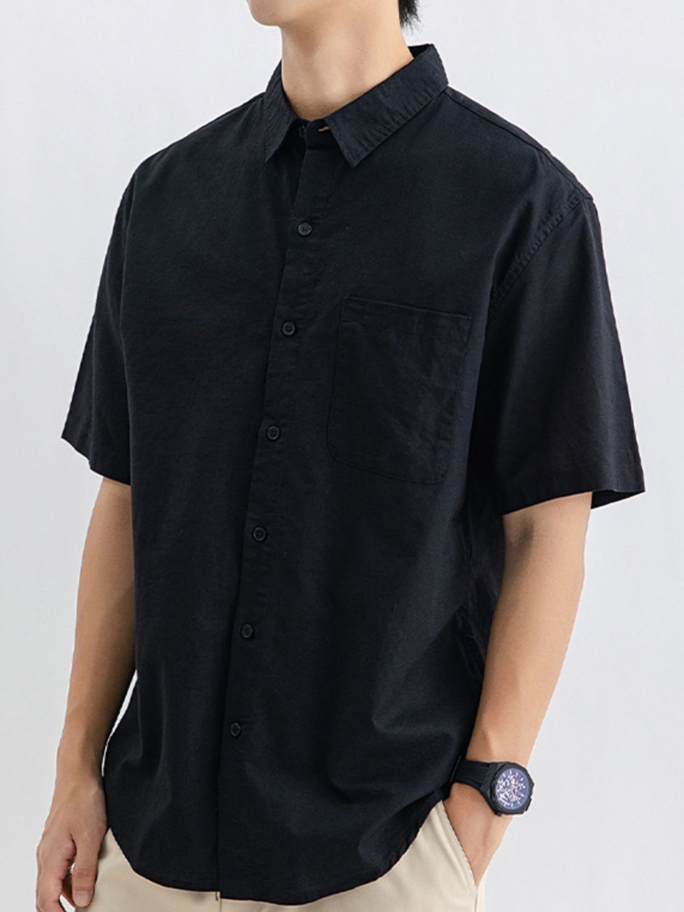 Men's Plus Size Button Up Short Sleeve Shirt