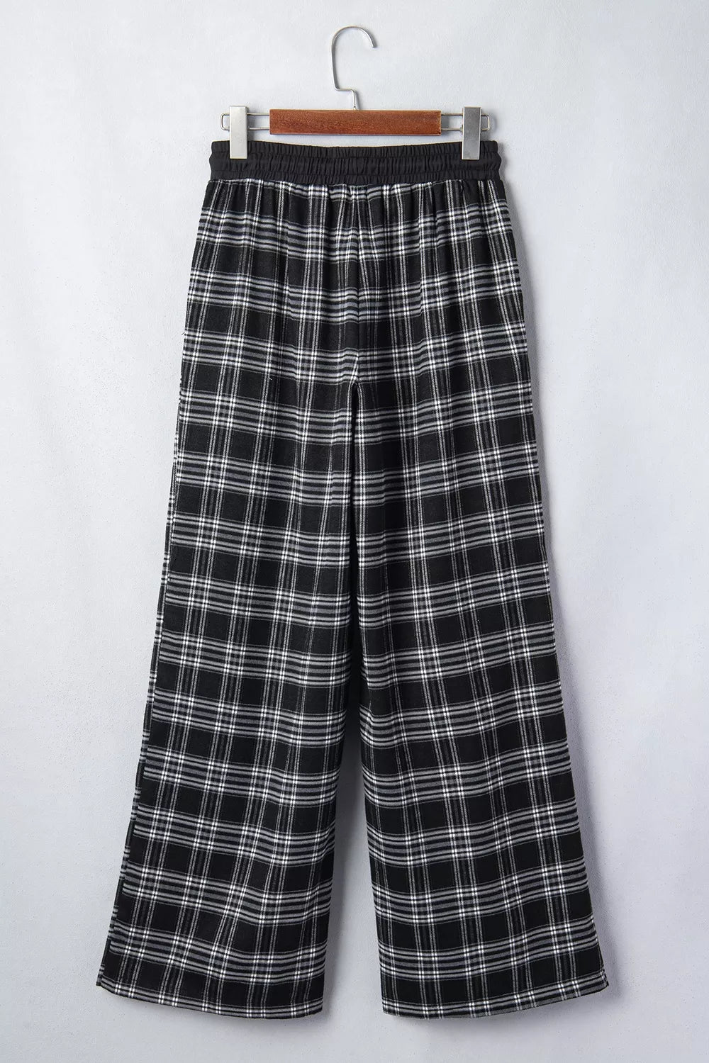 Plaid Wide-Leg Drawstring Pants