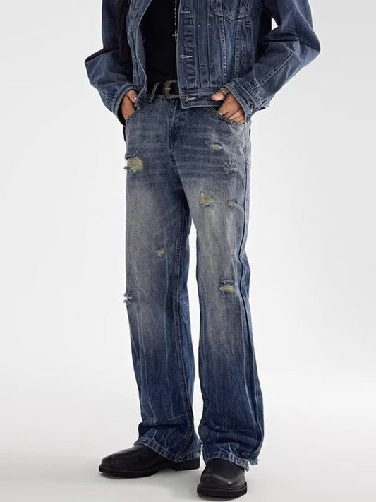 Men's Full Size Distressed Loose Fit Jeans Plus Size